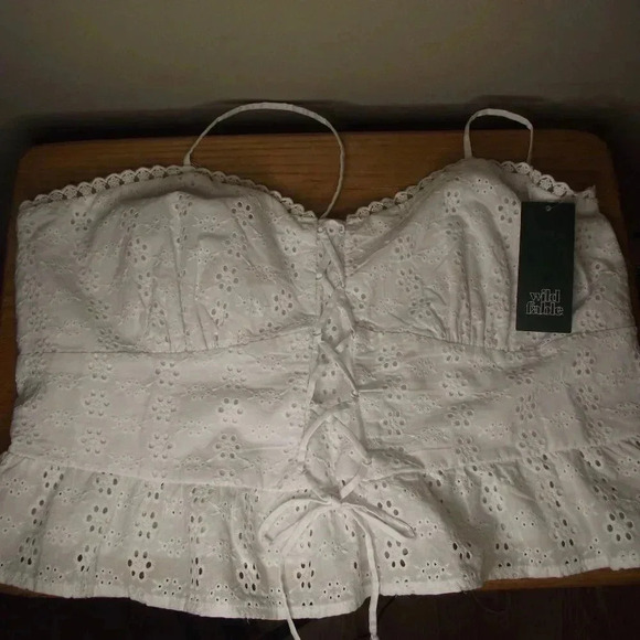 Women's Baby Doll 90s Y2K White Cropped Top Sz XL NWT - Picture 1 of 3